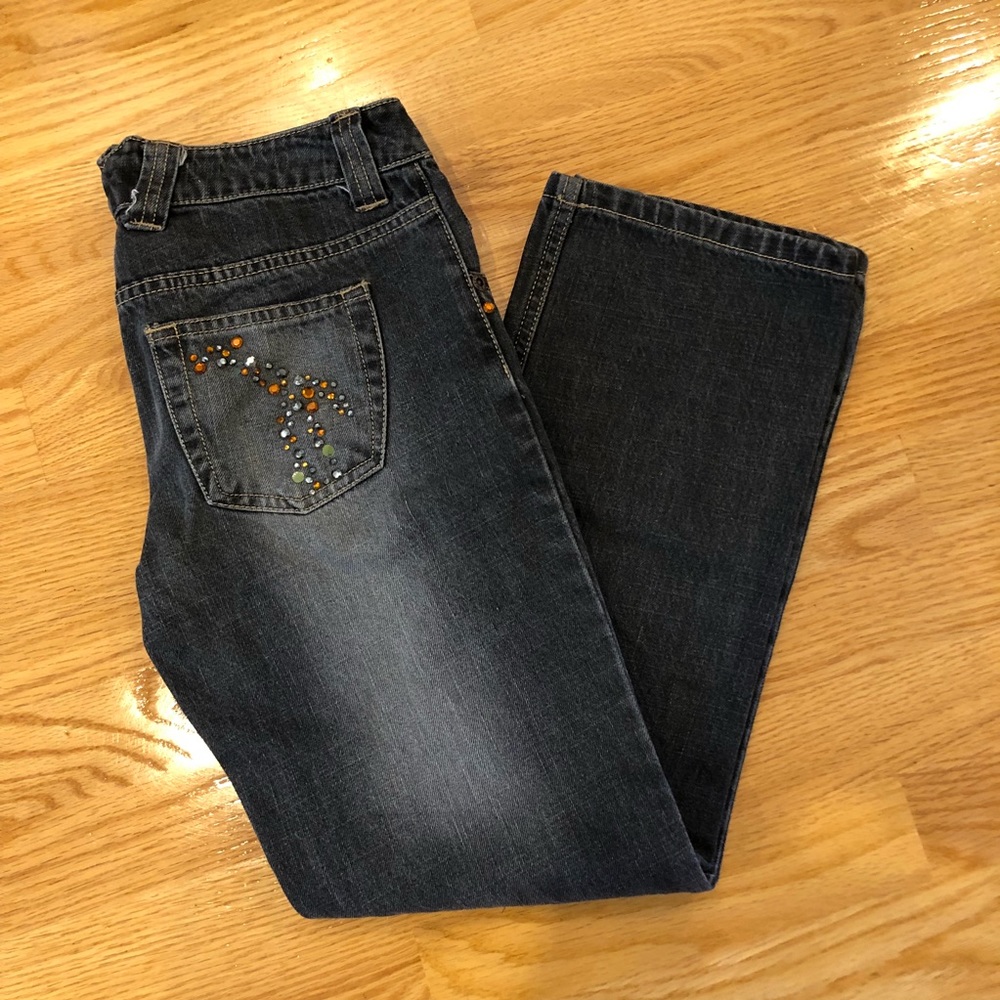 Size 10 Kids Dark Blue Bedazzled Jeans
